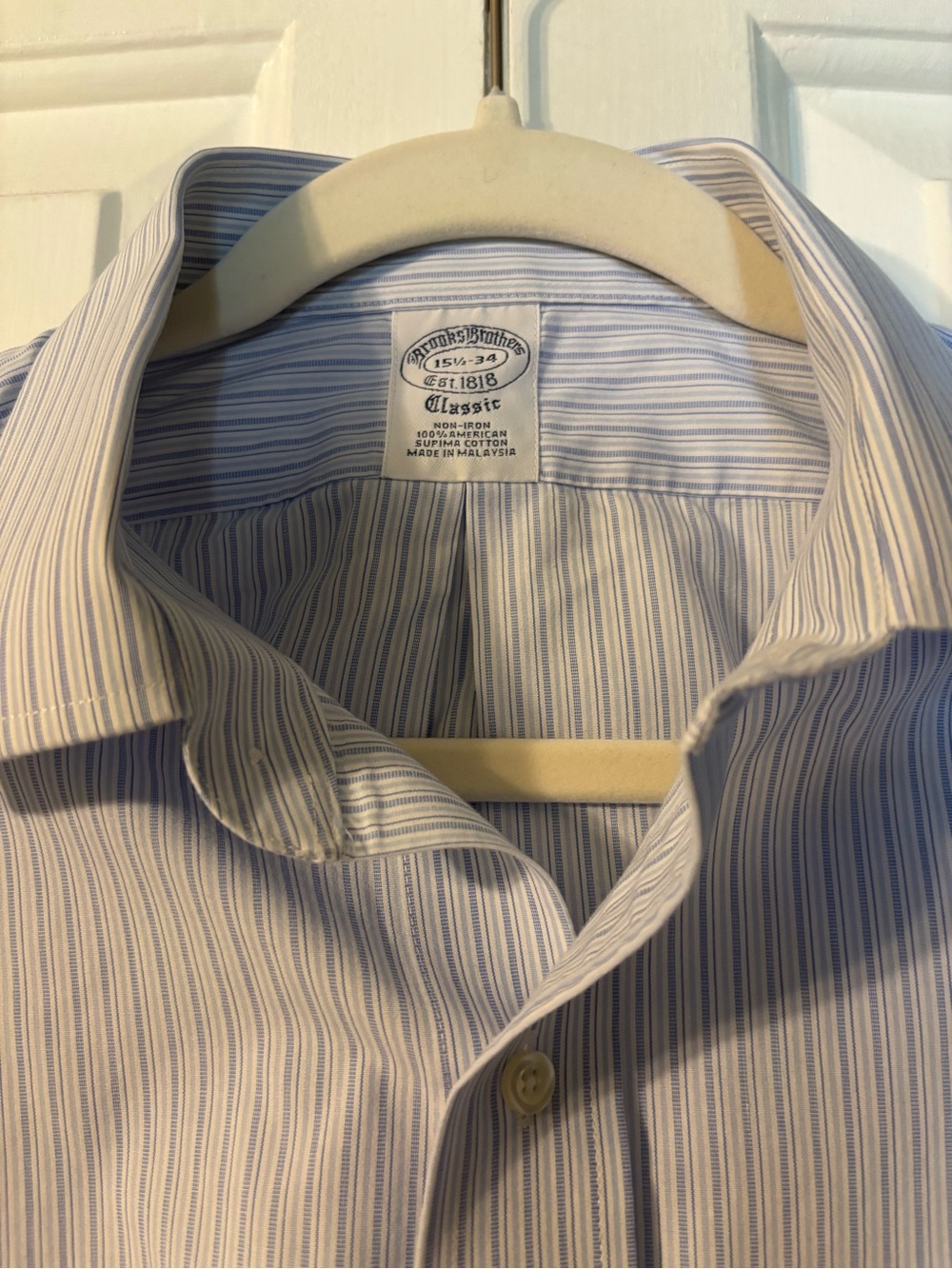 Brooks Brothers Men’s Blue and White Pinstripe Dress Shirt